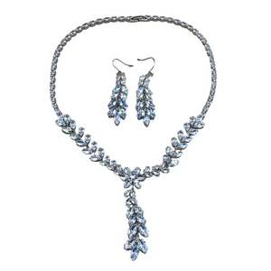 Dazzling sparkling CZ bridal formal evening prom necklace & earrings NWOT NEW.